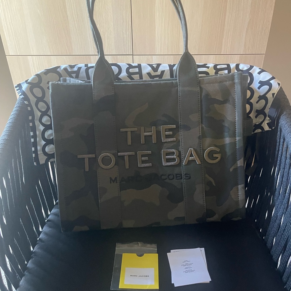 Marc Jacobs Green Camo Jacquard Tote Bag